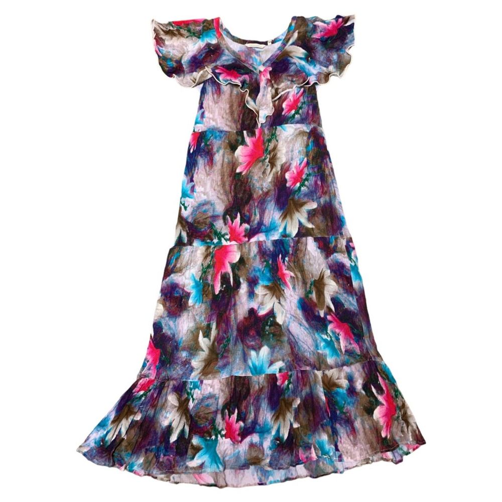 Soft Surroundings, Multicolored Pink Blue Purple Maxi Dress, Flowy, Small, Used